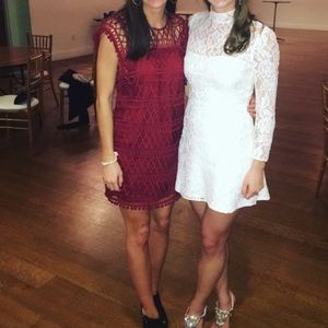 LA MAISON TALULAH burgundy/red/wine dress with short sleeves; size XS